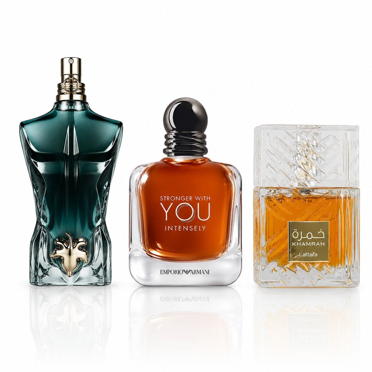 3 Men’s Perfumes Kit - JPG Le Beau, Stronger With You Intensely & Lattafa Khamrah