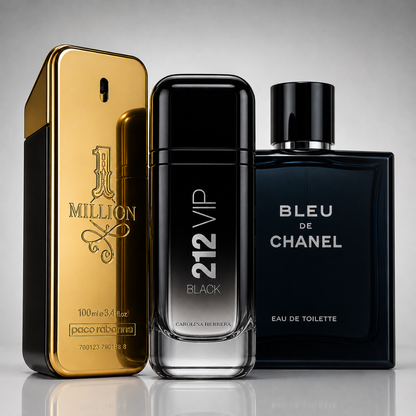 3 Men's Perfumes Kit - 1 Million, Bleu de Chanel & 212 VIP Black