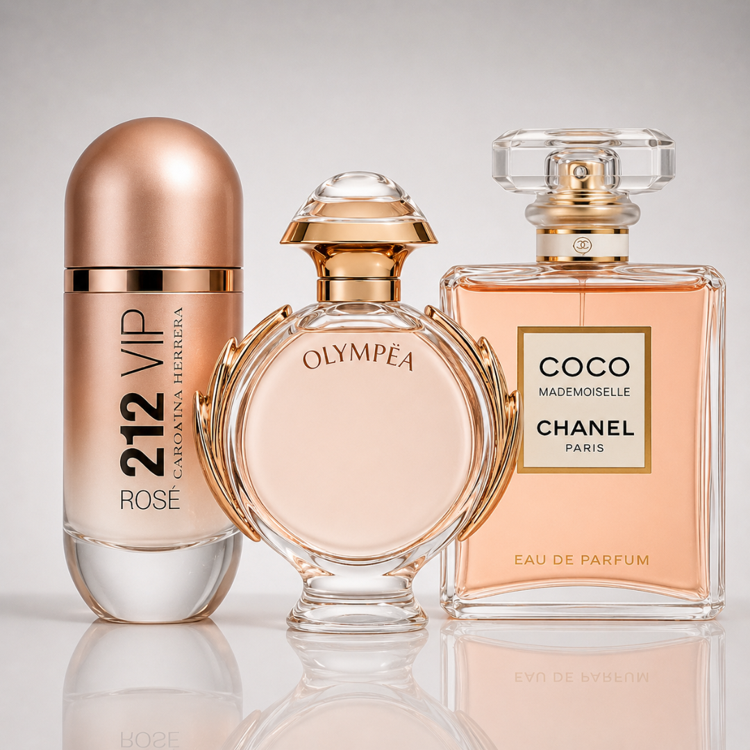 3 Women's Perfumes Kit - 212 VIP Rosé by Carolina Herrera, Olympéa by Paco Rabanne & Coco Mademoiselle by Chanel