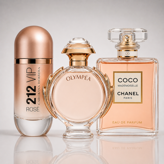 3 Women's Perfumes Kit - 212 VIP Rosé by Carolina Herrera, Olympéa by Paco Rabanne & Coco Mademoiselle by Chanel