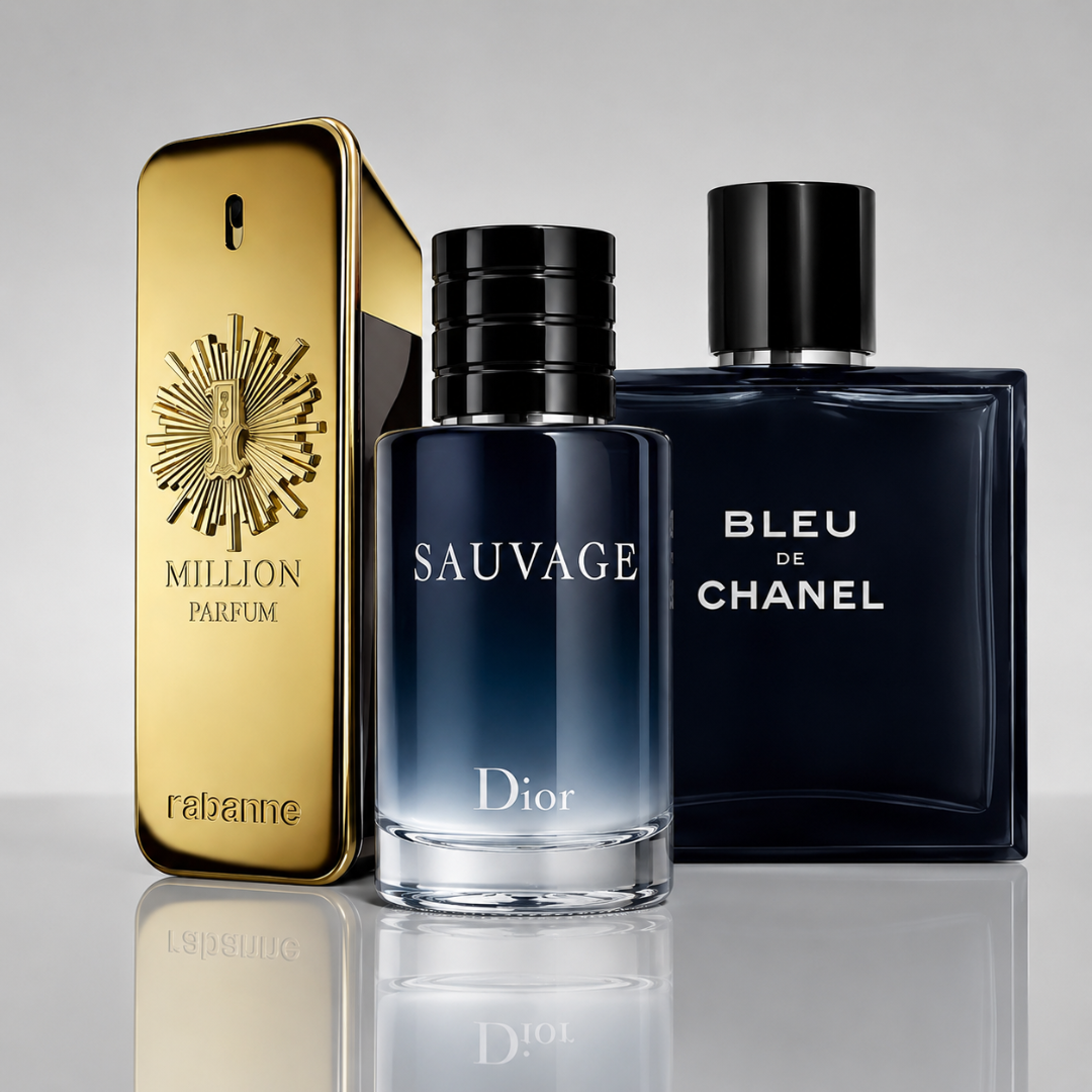 3 Men's Perfumes Kit - Dior Sauvage, Bleu de Chanel & Paco Rabanne 1 Million