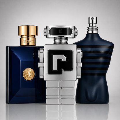 3 Men's Perfumes Kit - Dylan Blue by Versace, Phantom by Paco Rabanne & Ultra Male by Jean Paul Gaultier