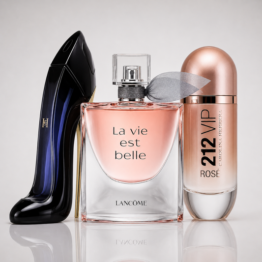 3 Women's Perfumes Kit - Good Girl by Carolina Herrera, La Vie Est Belle by Lancôme & 212 VIP Rosé by Carolina Herrera