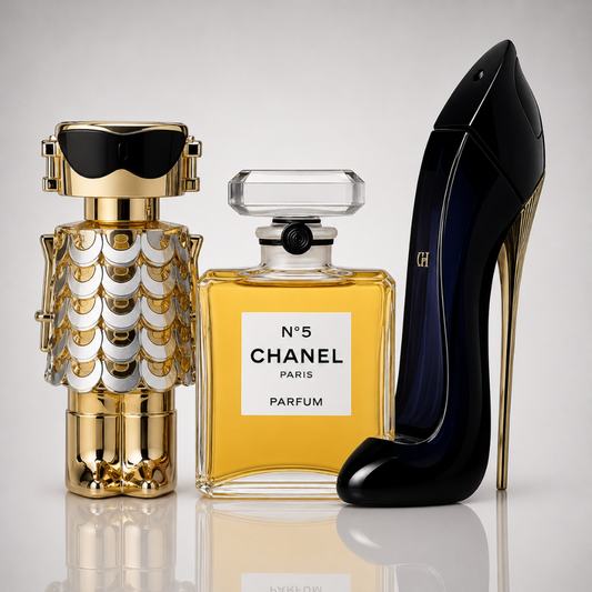 3 Women's Perfumes Kit - Good Girl by Carolina Herrera, Nº5 by Chanel & Fame by Paco Rabanne