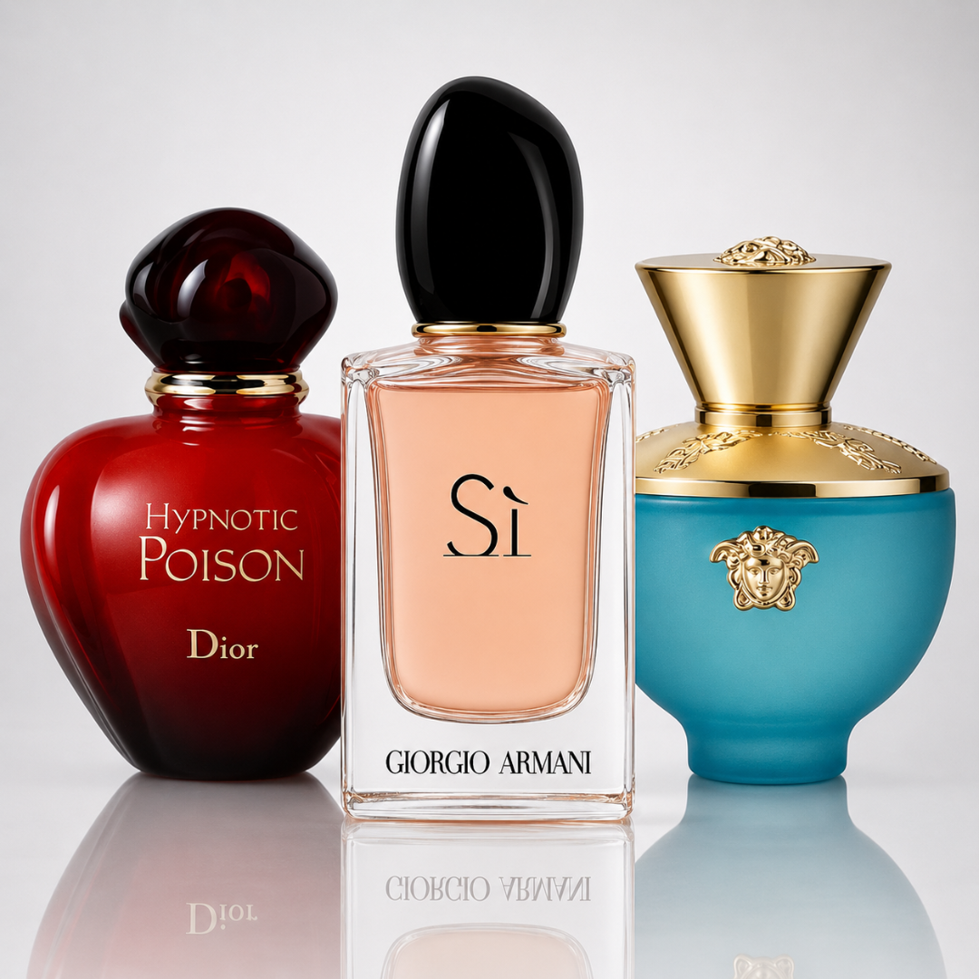3 Women's Perfumes Kit - Hypnotic Poison by Dior, Si by Giorgio Armani & Dylan Turquoise by Versace