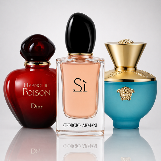 3 Women's Perfumes Kit - Hypnotic Poison by Dior, Si by Giorgio Armani & Dylan Turquoise by Versace