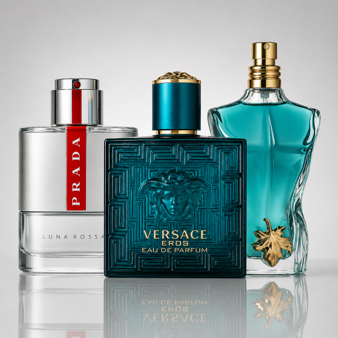3 Men's Perfumes Kit - Prada Luna Rossa, Versace Eros, Le Beau