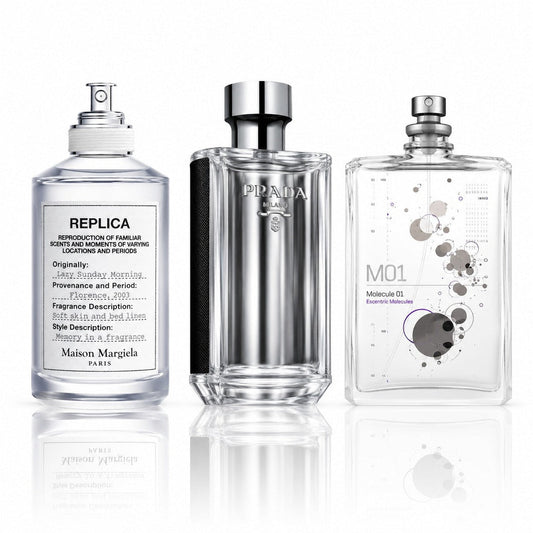 3 Men’s Perfumes Kit - Maison Margiela Lazy Sunday Morning, Prada L’Homme & Molecule 01