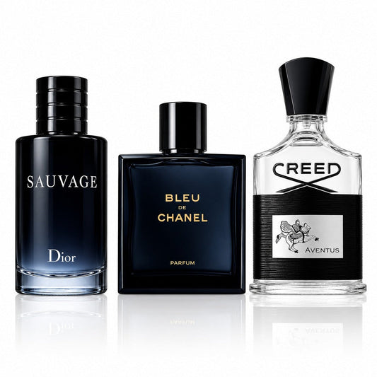 3 Men’s Perfumes Kit - Sauvage Dior, Bleu de Chanel & Creed Aventus