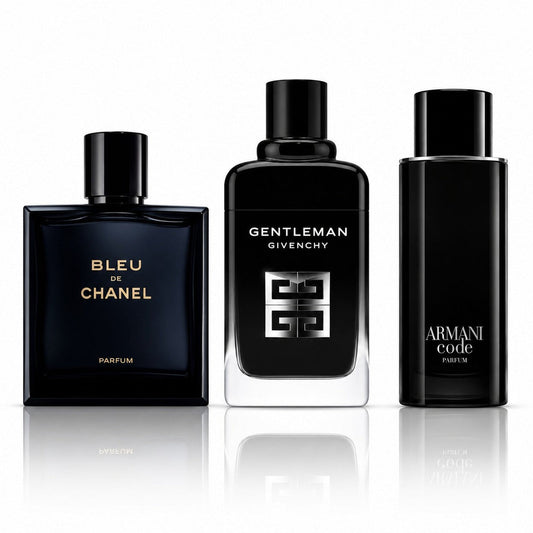 3 Men’s Perfumes Kit - Bleu de Chanel Parfum, Gentleman Society & Armani Code Parfum
