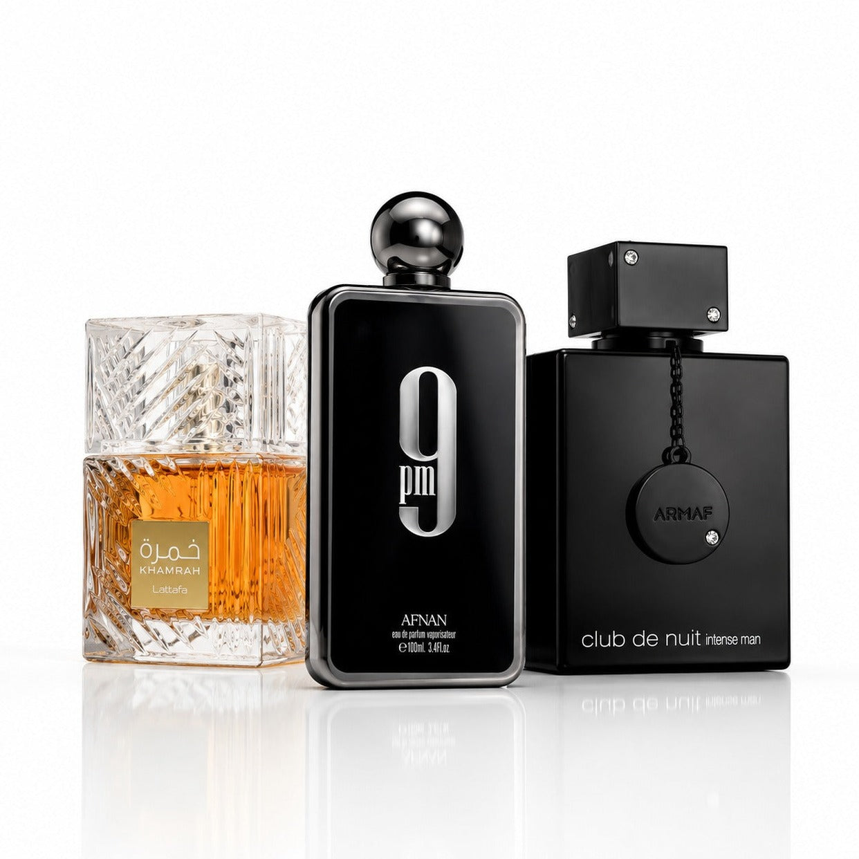 3 Men’s Perfumes Kit - Lattafa Khamrah, Afnan 9PM & Club de Nuit Intense Man