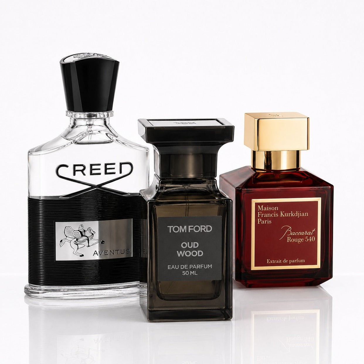 3 Men’s Perfumes Kit - Creed Aventus, Tom Ford Oud Wood & Baccarat Rouge 540 Extrait