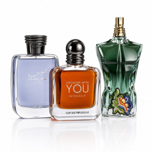 3 Men’s Perfumes Kit - Rasasi Hawas, Stronger With You Intensely & Le Beau Paradise Garden