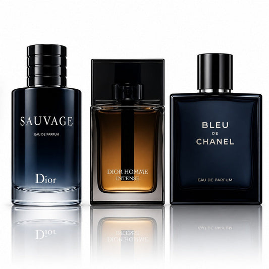 3 Men’s Perfumes Kit - Sauvage Dior, Bleu de Chanel & Dior Homme Intense